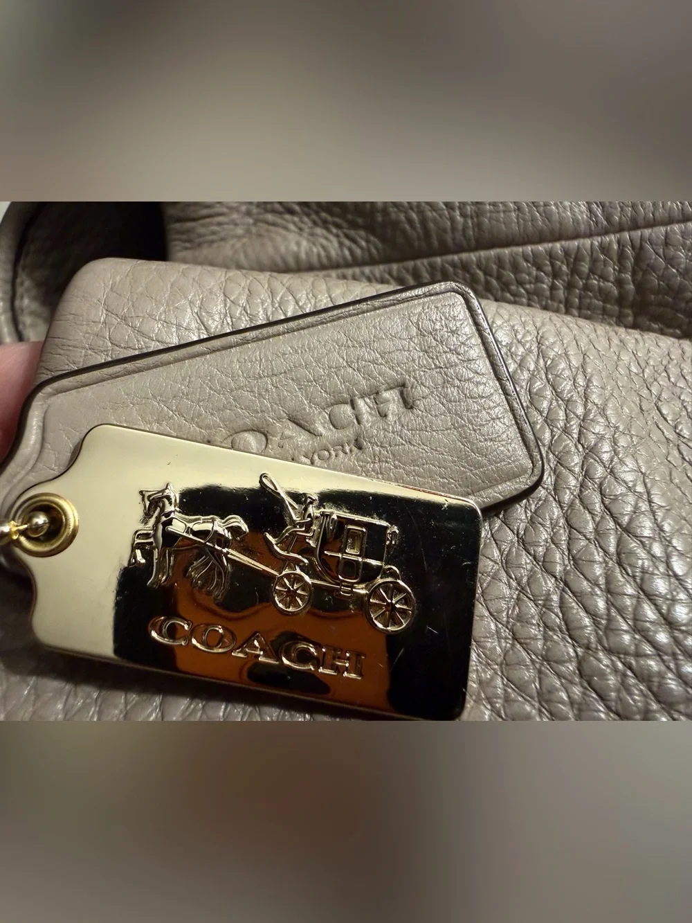 Coach Leather Madison  Phoebe Shoulder Bag-taupe/grey - 3 compartments